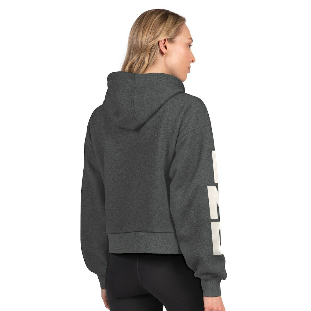 Indianapolis Colts Starter Women's Star Player Cropped Fleece Pullover Hoodie Heather Charcoal | NFL