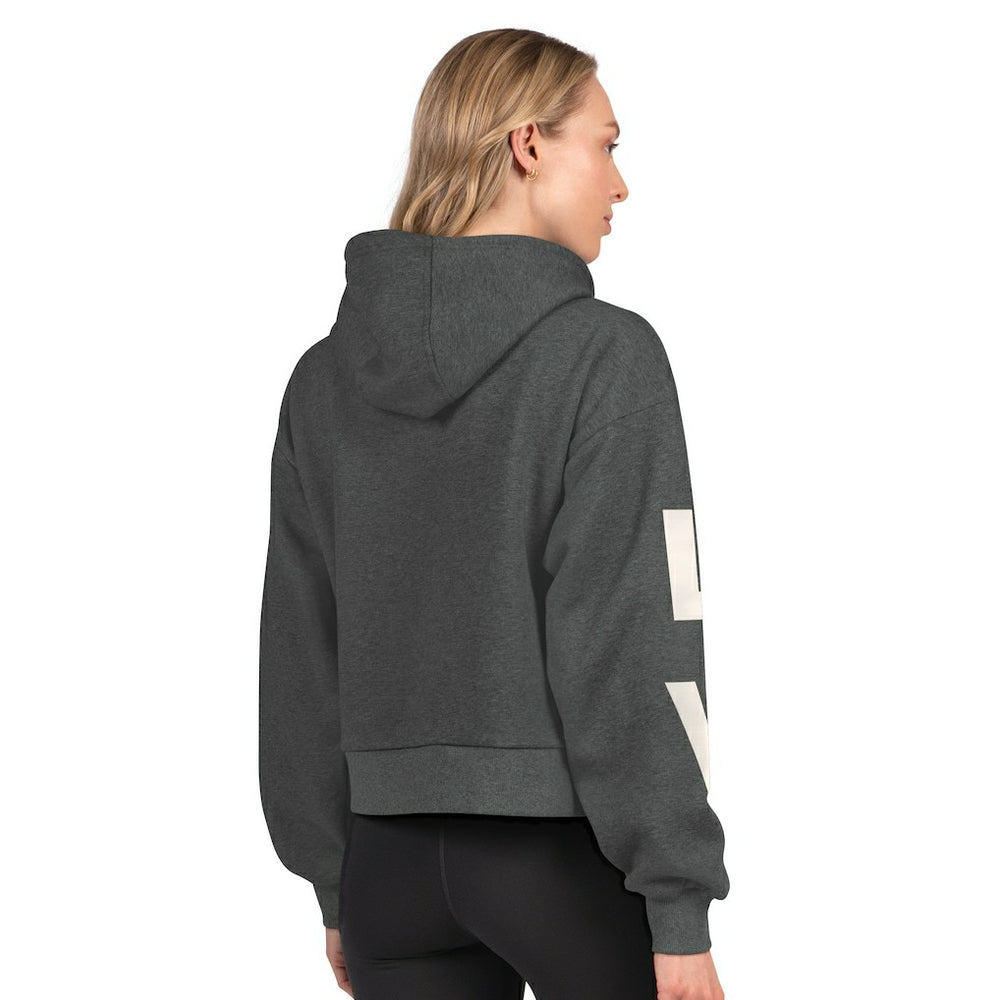 Las Vegas Raiders Starter Women's Star Player Cropped Fleece Pullover Hoodie Heather Charcoal | NFL