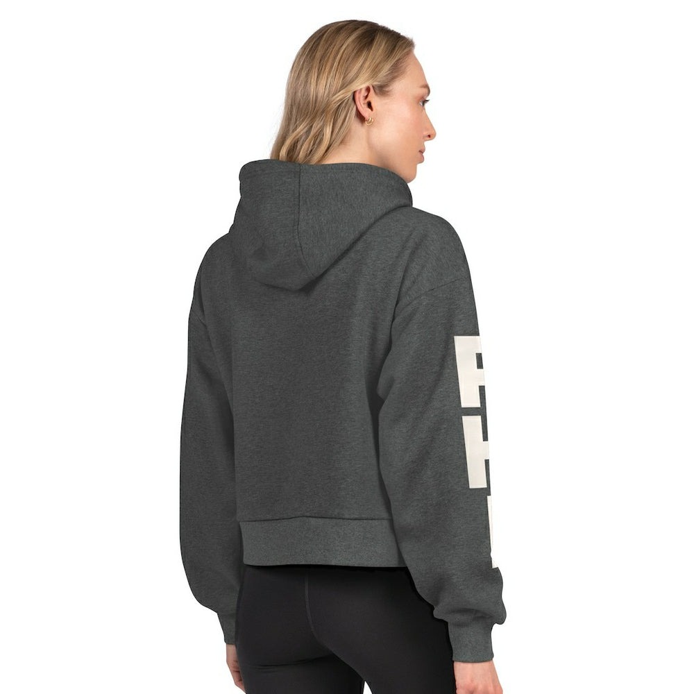 Philadelphia Eagles Starter Women's Star Player Cropped Fleece Pullover Hoodie Heather Charcoal | NFL