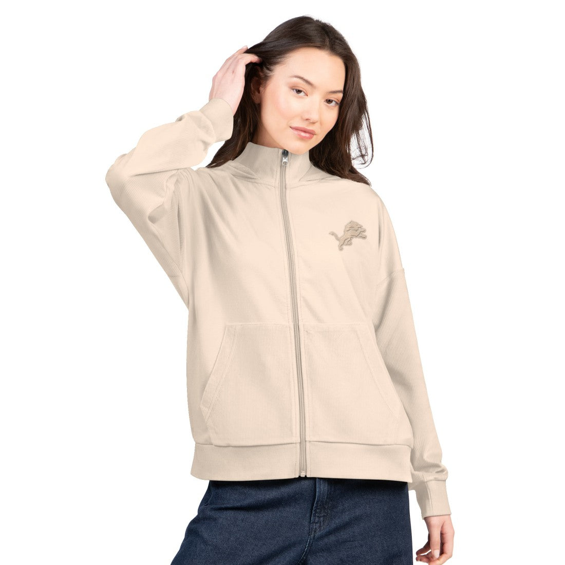 Detroit Lions G-III 4Her by Carl Banks Women's Rookie Full-Zip Hoodie Tan | NFL