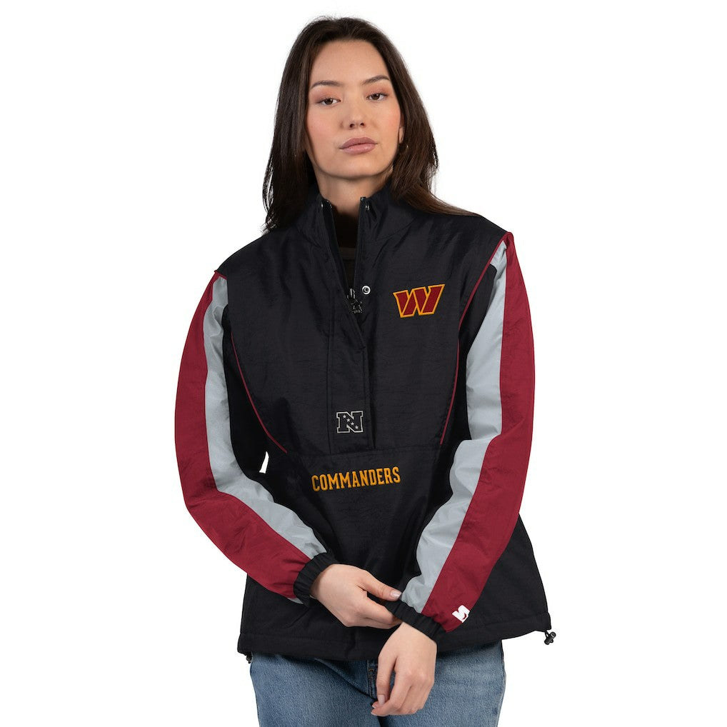 Washington Commanders Starter Women's Thursday Night Gridiron Half-Zip Jacket Black/Burgundy | NFL