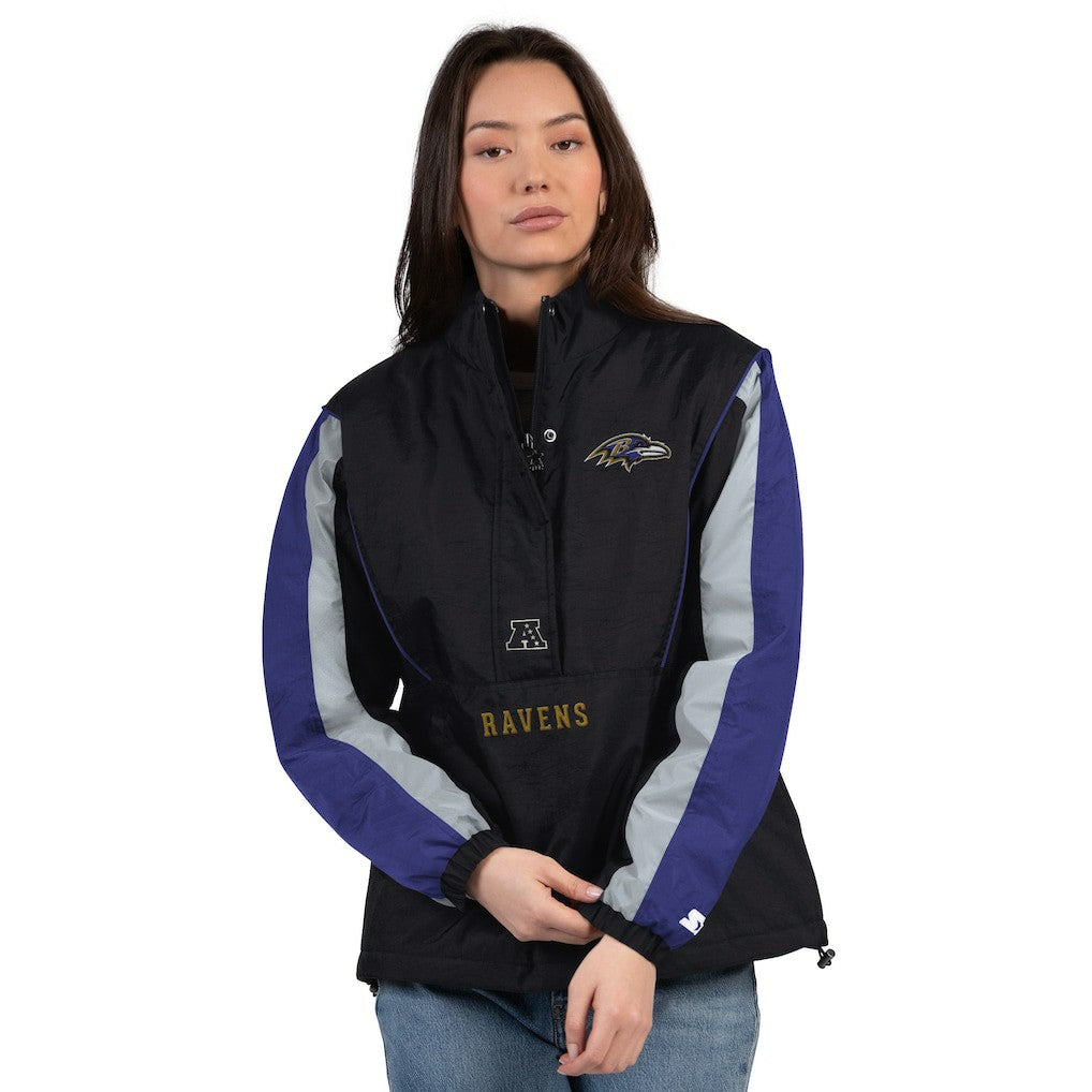 Baltimore Ravens Starter Women's Thursday Night Gridiron Half-Zip Jacket Black/Purple | NFL