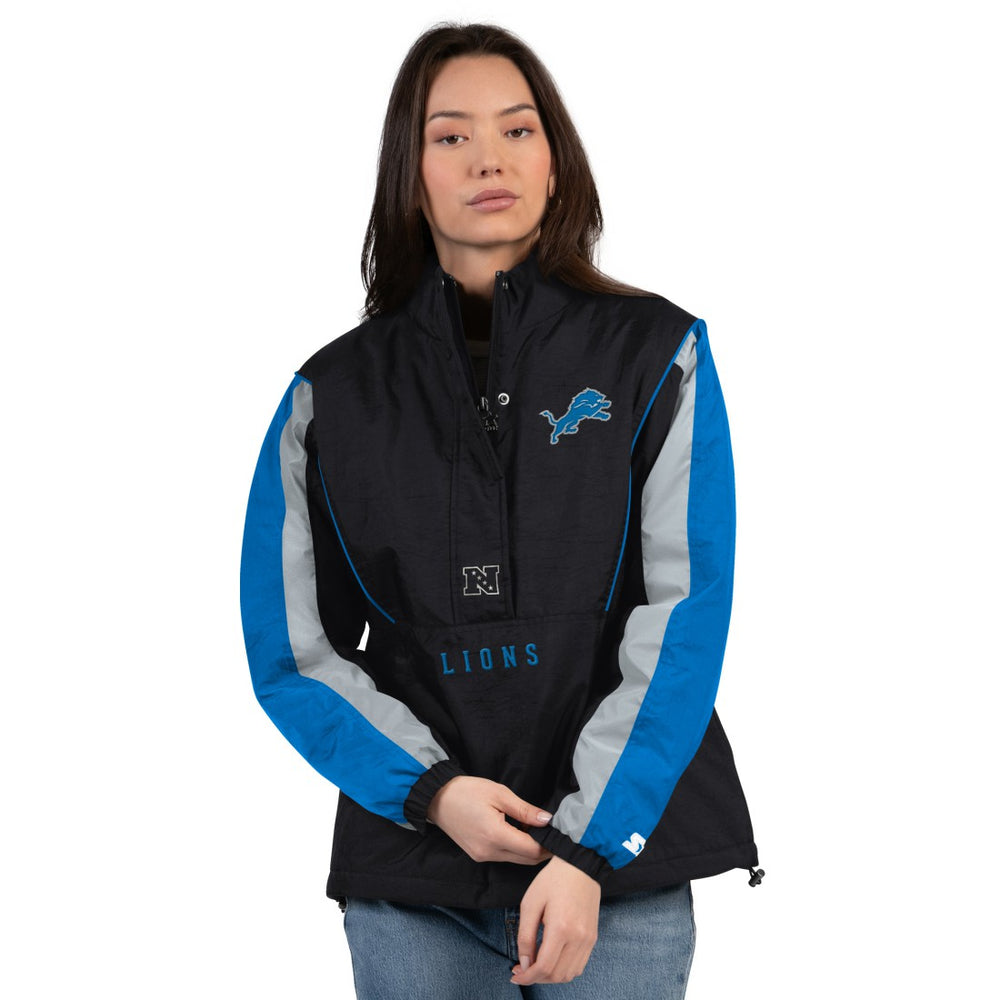 Detroit Lions Starter Women's Thursday Night Gridiron Half-Zip Jacket Black/Blue | NFL