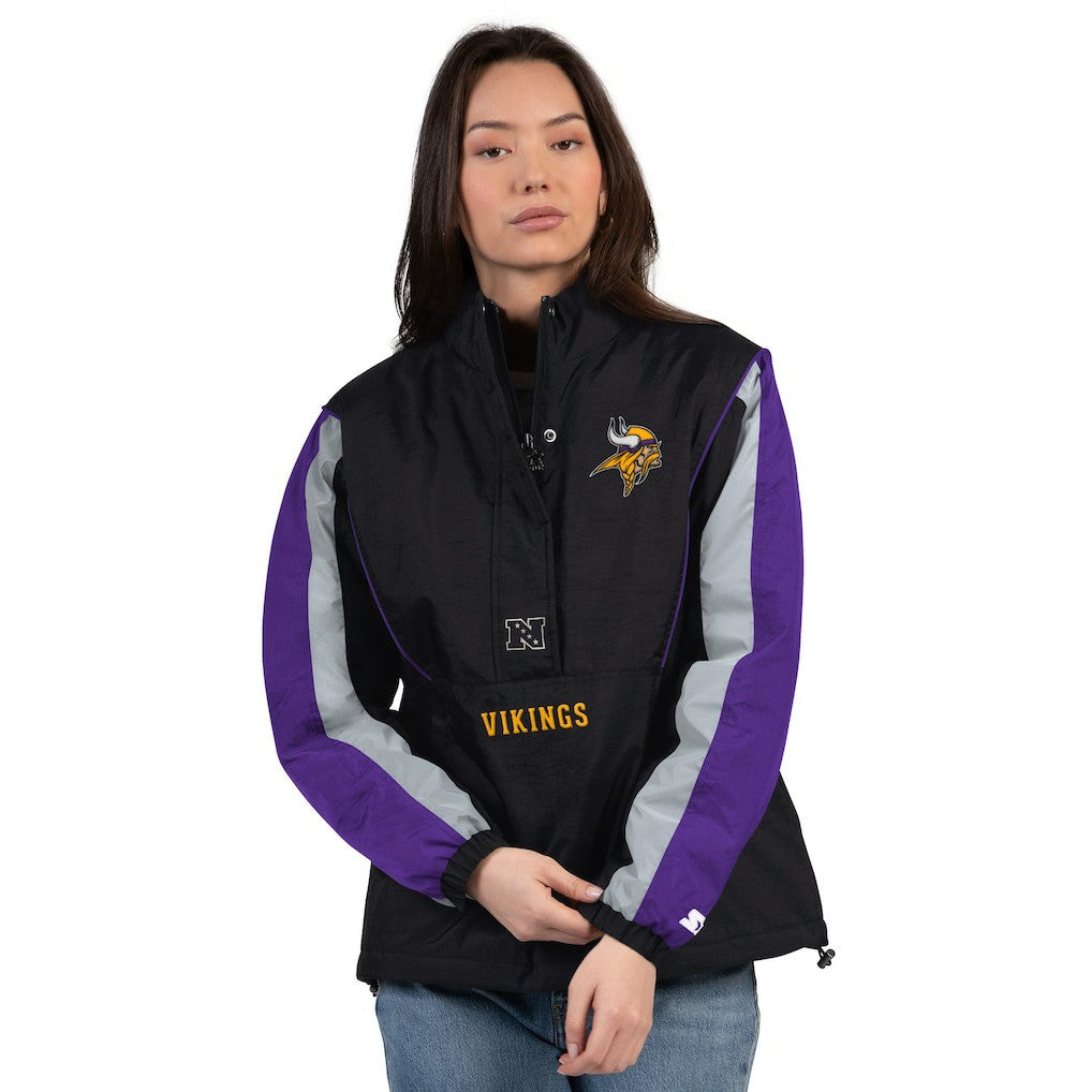 Minnesota Vikings Starter Women's Thursday Night Gridiron Half-Zip Jacket Black/Purple | NFL