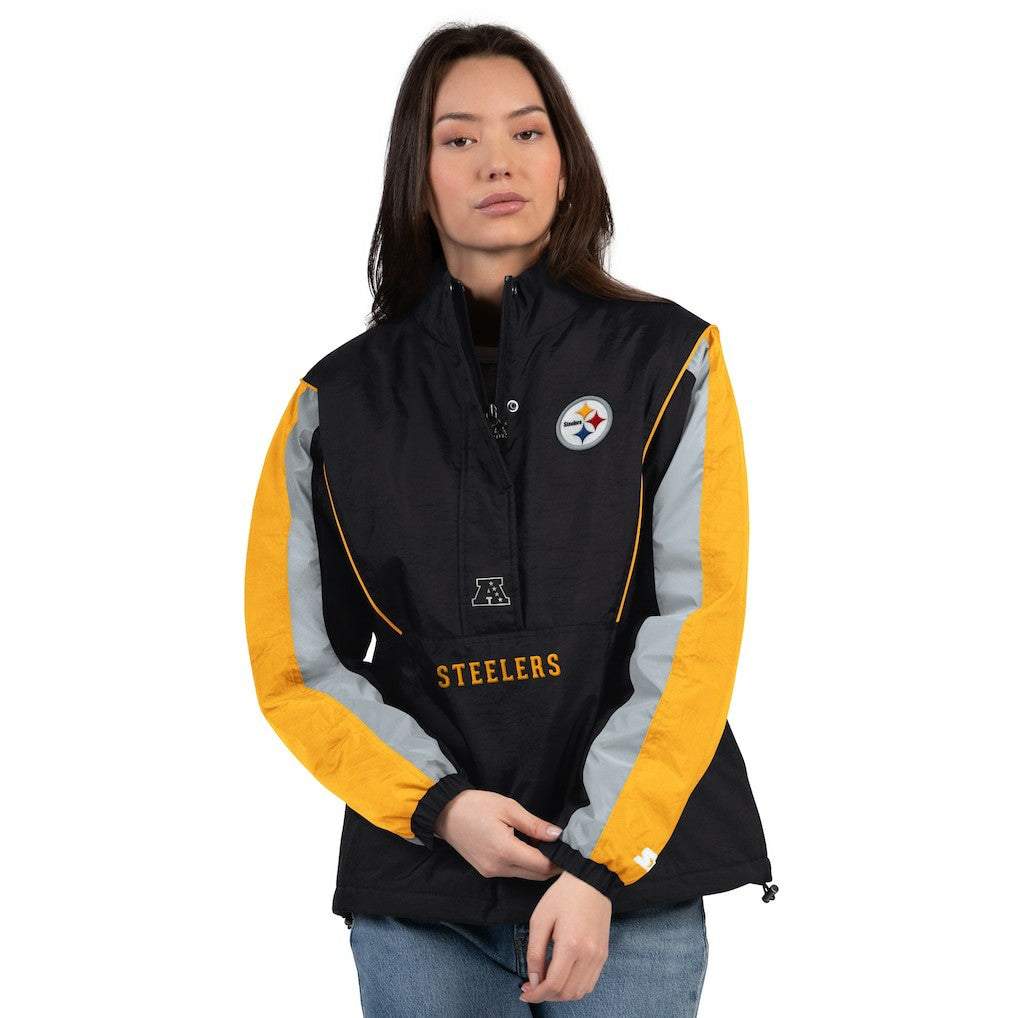Pittsburgh Steelers Starter Women's Thursday Night Gridiron Half-Zip Jacket Black/Gold | NFL
