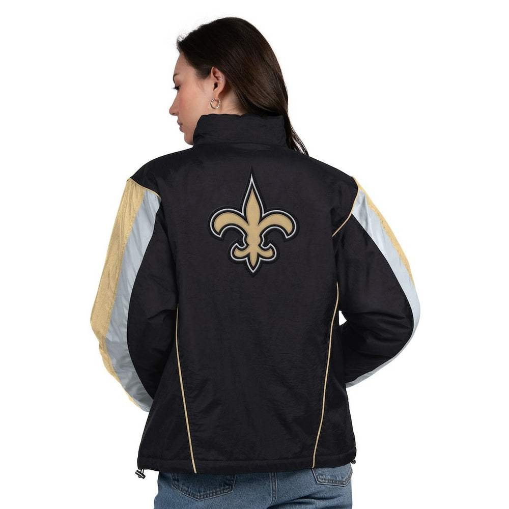 New Orleans Saints Starter Women's Thursday Night Gridiron Half-Zip Jacket Black/Gold | NFL