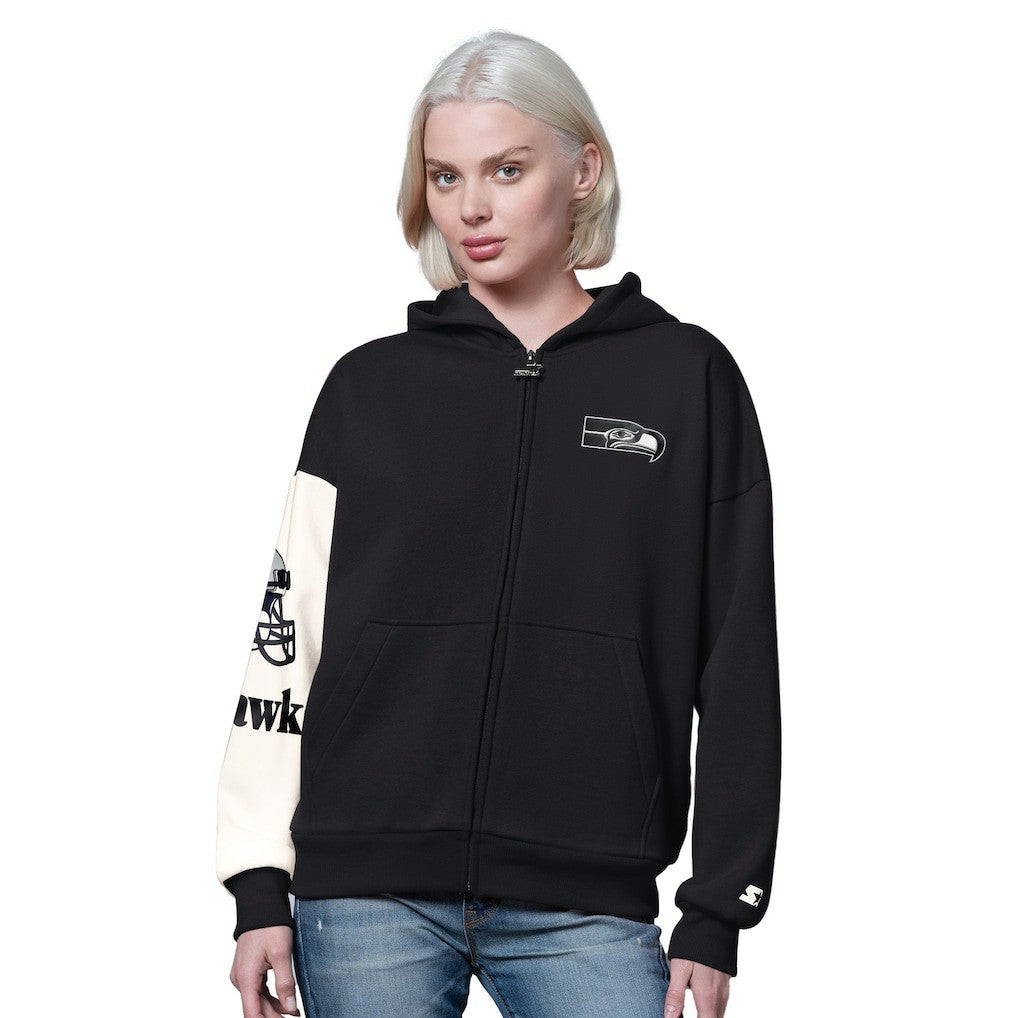 Seattle Seahawks Starter Women's 4th Down Full-Zip Hoodie Black | NFL