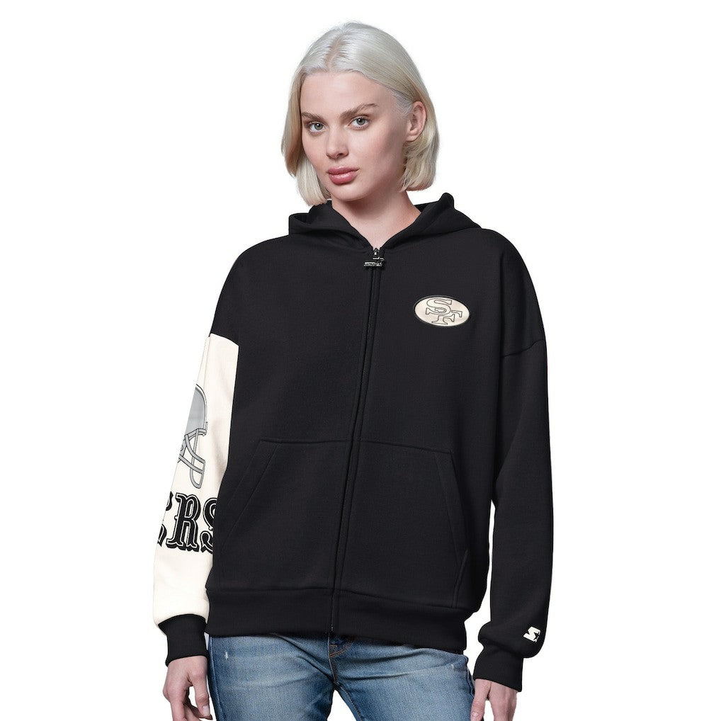 San Francisco 49ers Starter Women's 4th Down Full-Zip Hoodie Black | NFL