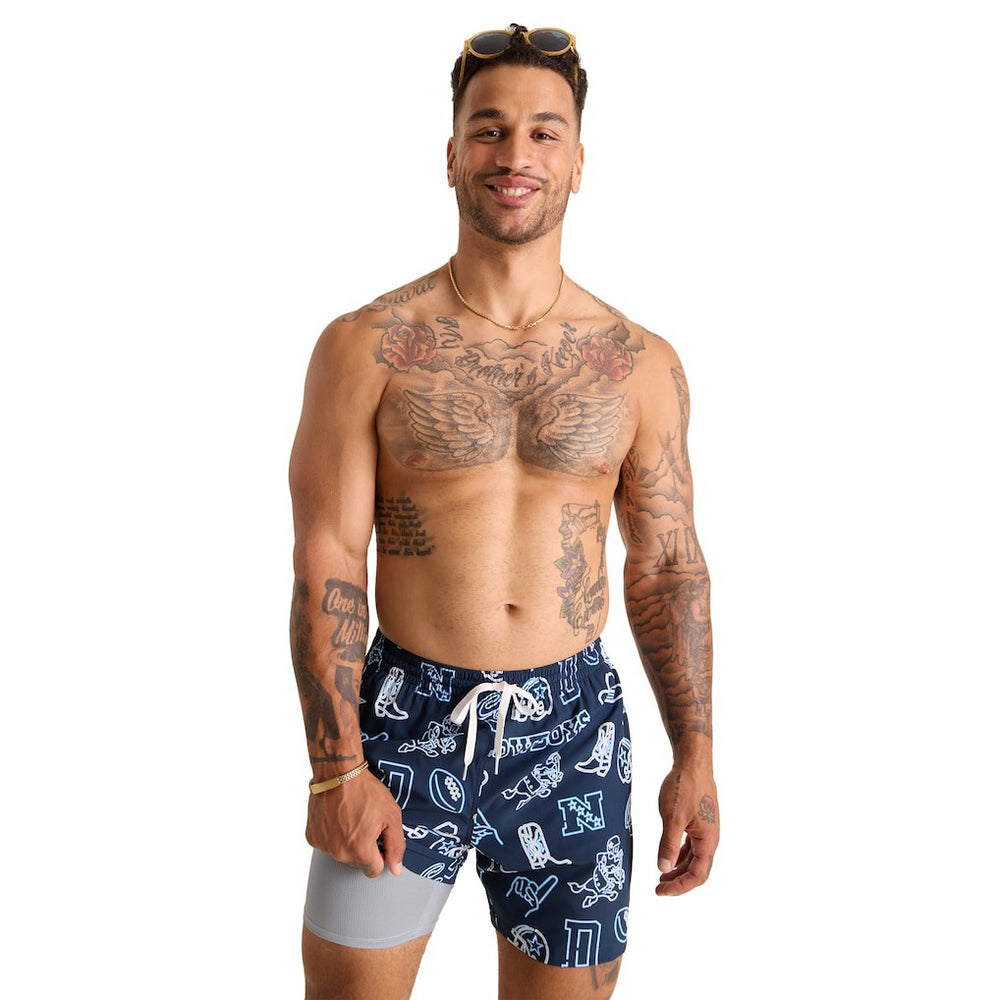 Dallas Cowboys Chubbies The Neon 5.5" Classic Lined Swim Trunks Navy | NFL