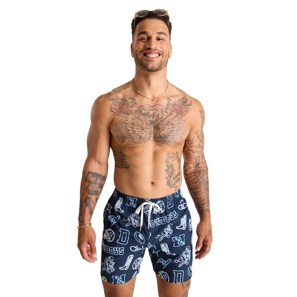 Dallas Cowboys Chubbies The Neon 5.5" Classic Lined Swim Trunks Navy | NFL