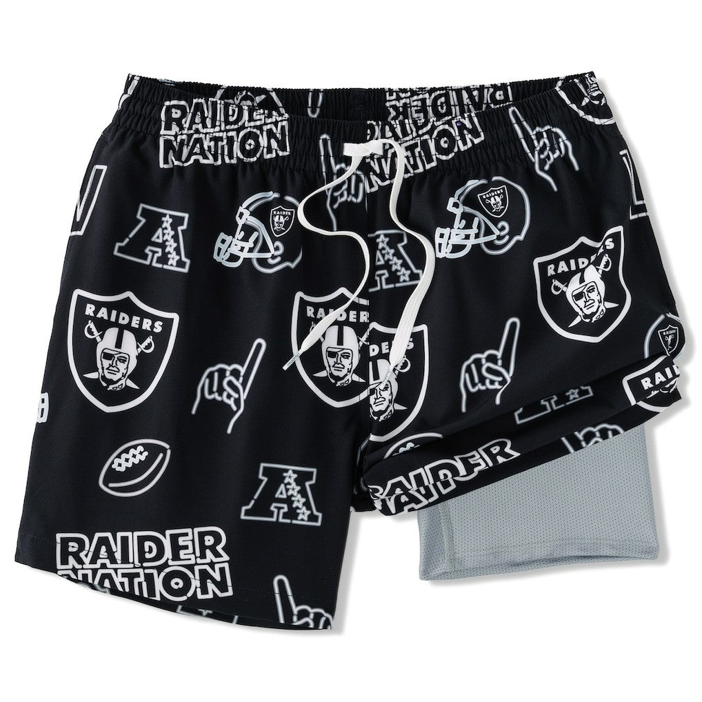 Las Vegas Raiders Chubbies The Neon 5.5" Classic Lined Swim Trunks Black | NFL