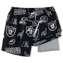 Las Vegas Raiders Chubbies The Neon 5.5" Classic Lined Swim Trunks Black | NFL