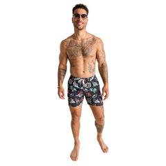 Miami Dolphins Chubbies The Neon 5.5" Classic Lined Swim Trunks Black | NFL