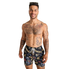 Pittsburgh Steelers Chubbies The Neon 5.5" Classic Lined Swim Trunks Black | NFL