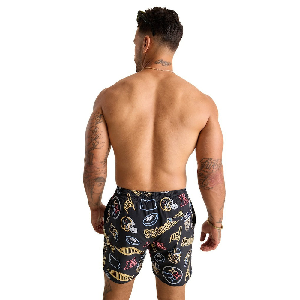 Pittsburgh Steelers Chubbies The Neon 5.5" Classic Lined Swim Trunks Black | NFL