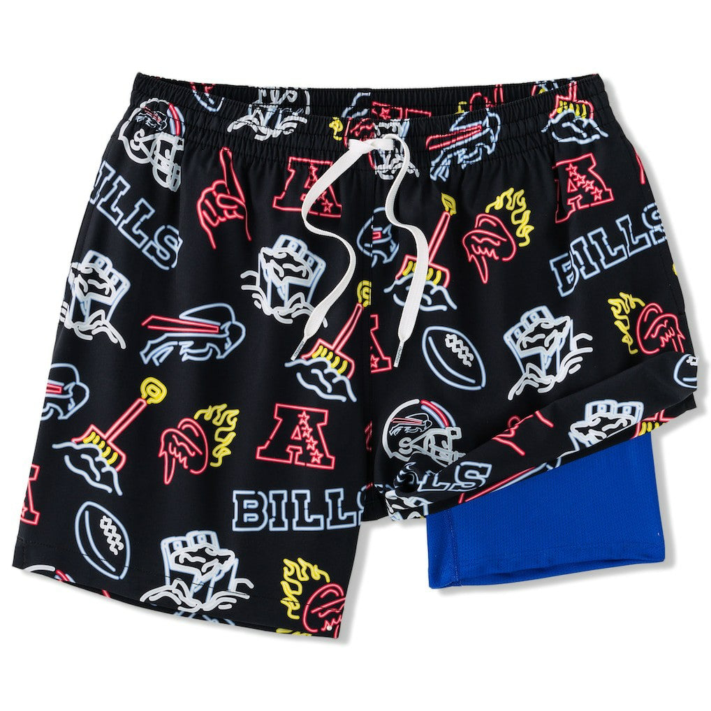 Buffalo Bills Chubbies The Neon 5.5" Classic Lined Swim Trunks Black | NFL