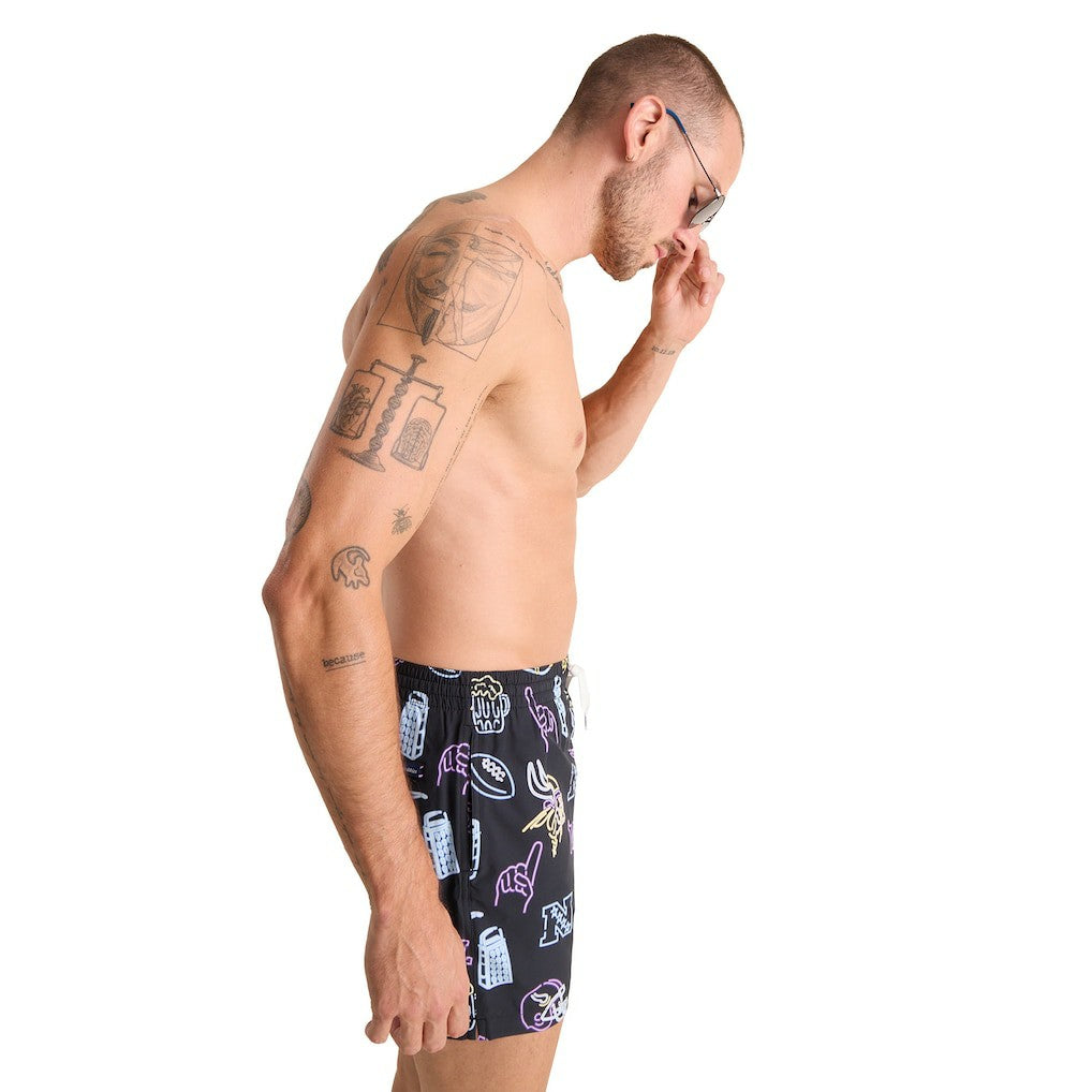 Minnesota Vikings Chubbies The Neon 5.5" Classic Lined Swim Trunks Black | NFL