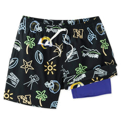Los Angeles Rams Chubbies The Neon 5.5" Classic Lined Swim Trunks Black | NFL