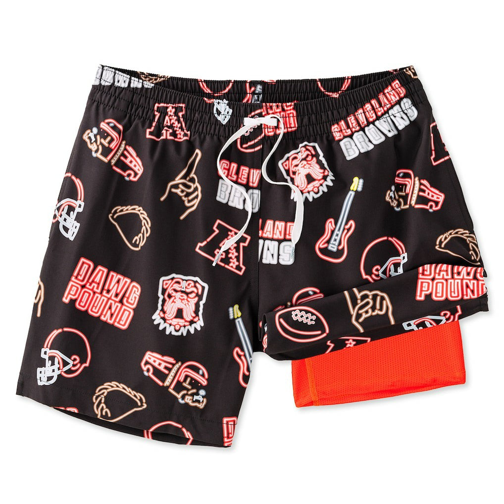 Cleveland Browns Chubbies The Neon 5.5" Classic Lined Swim Trunks Brown | NFL