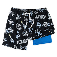 Detroit Lions Chubbies The Neon 5.5" Classic Lined Swim Trunks Black | NFL