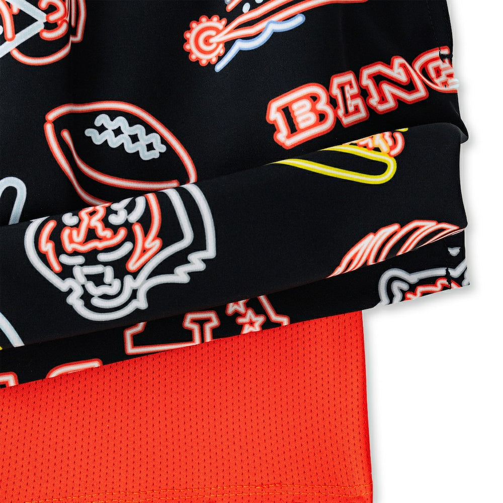 Cincinnati Bengals Chubbies The Neon 5.5" Classic Lined Swim Trunks Black | NFL