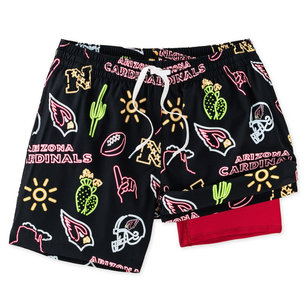 Arizona Cardinals Chubbies The Neon 5.5" Classic Lined Swim Trunks Black | NFL