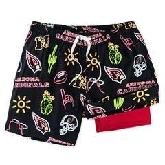 Arizona Cardinals Chubbies The Neon 5.5" Classic Lined Swim Trunks Black | NFL