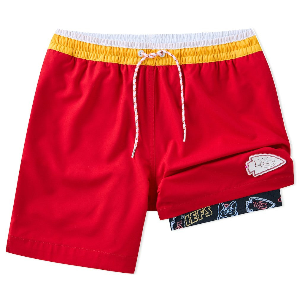 Kansas City Chiefs Chubbies 5.5" Classic Lined Swim Trunks Red | NFL