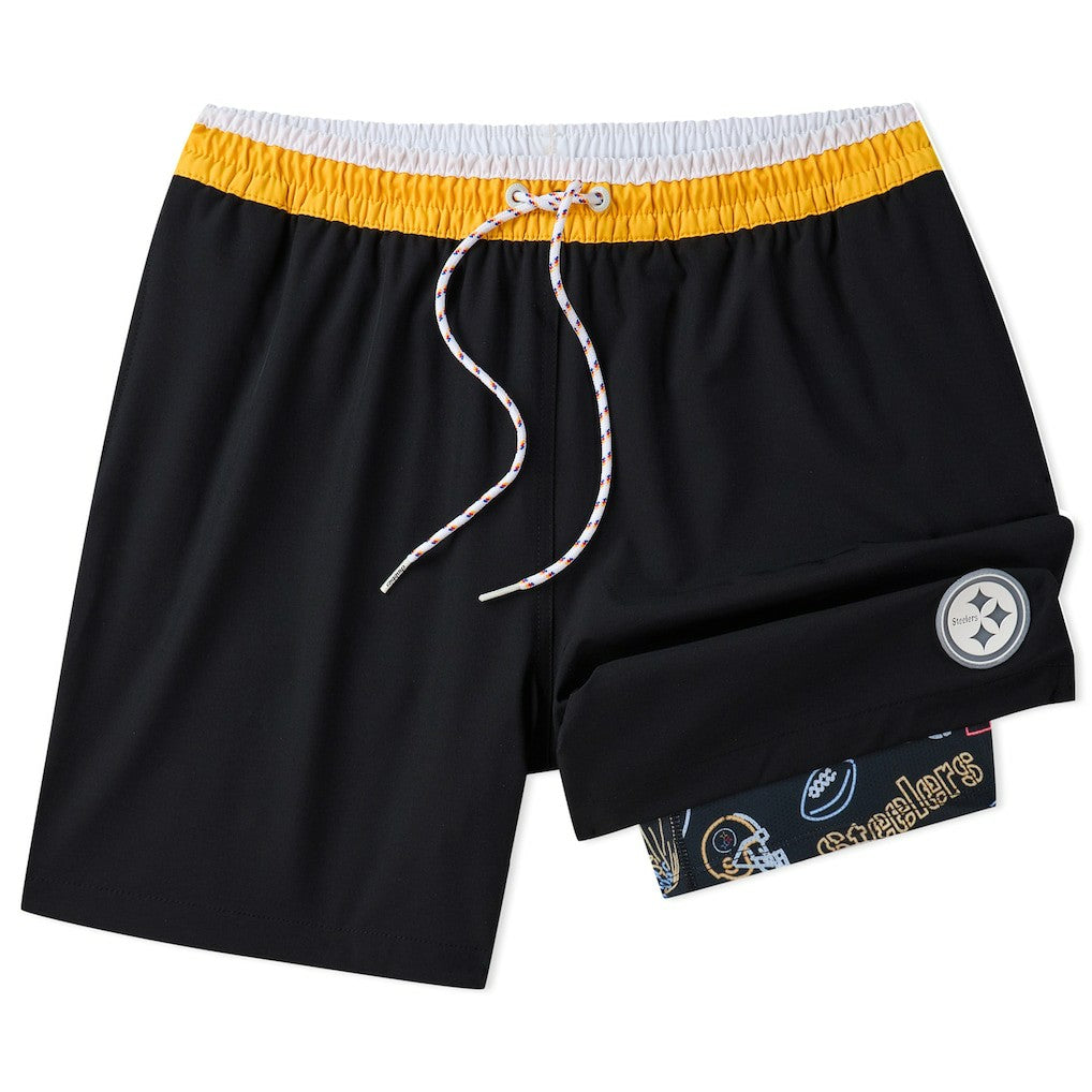 Pittsburgh Steelers Chubbies 5.5" Classic Lined Swim Trunks Black | NFL