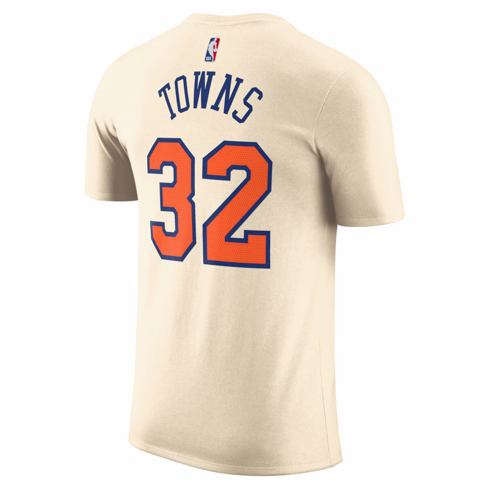 Karl-Anthony Towns New York Knicks Unisex 2025/26 City Edition Name & Number T-Shirt Cream - NBA