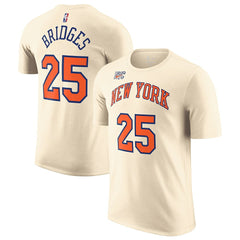 Mikal Bridges New York Knicks Unisex 2025/26 City Edition Name & Number T-Shirt Cream - NBA