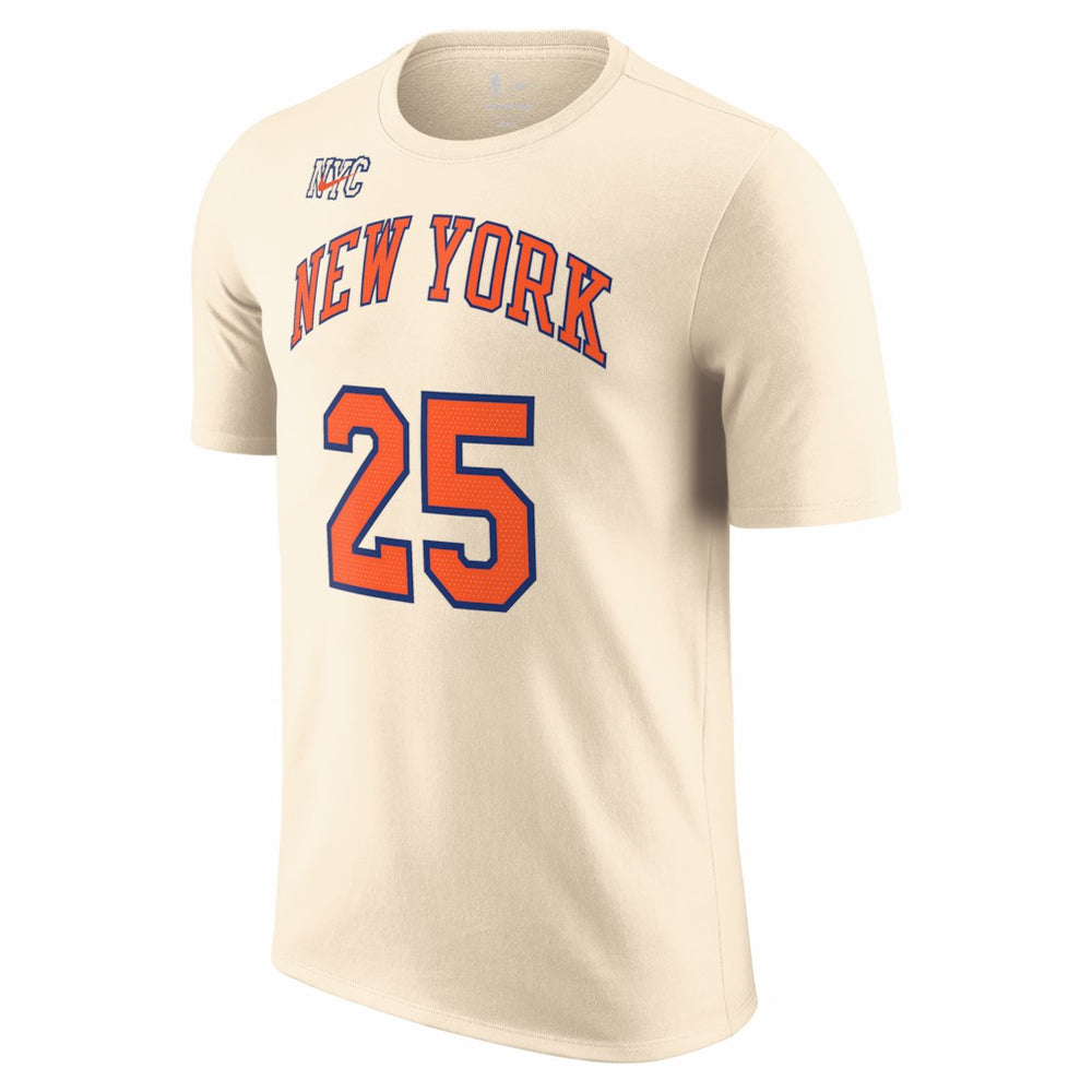 Mikal Bridges New York Knicks Unisex 2025/26 City Edition Name & Number T-Shirt Cream - NBA