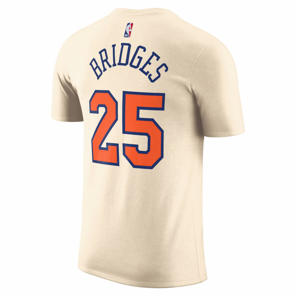 Mikal Bridges New York Knicks Unisex 2025/26 City Edition Name & Number T-Shirt Cream - NBA