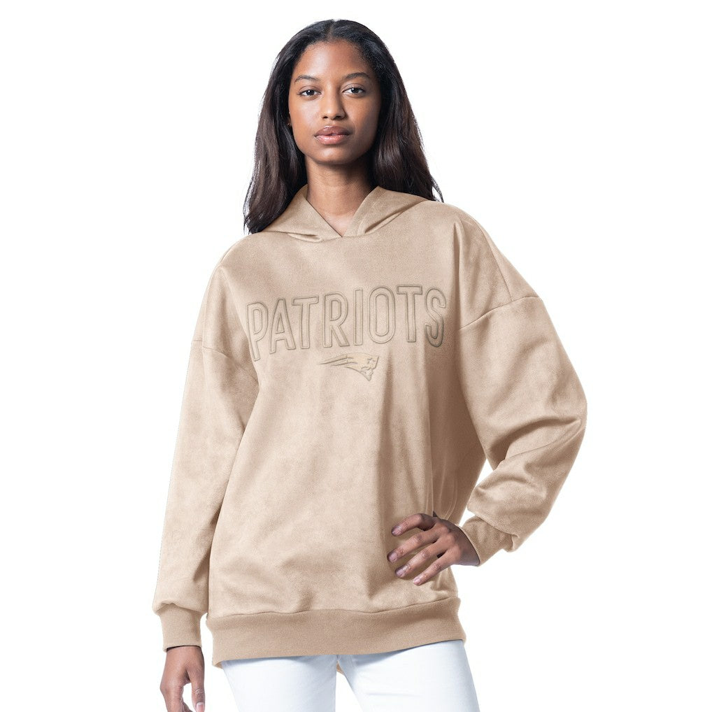 New England Patriots G-III 4Her by Carl Banks Women's Best Hitter Oversized Tunic Pullover Hoodie Cream | NFL