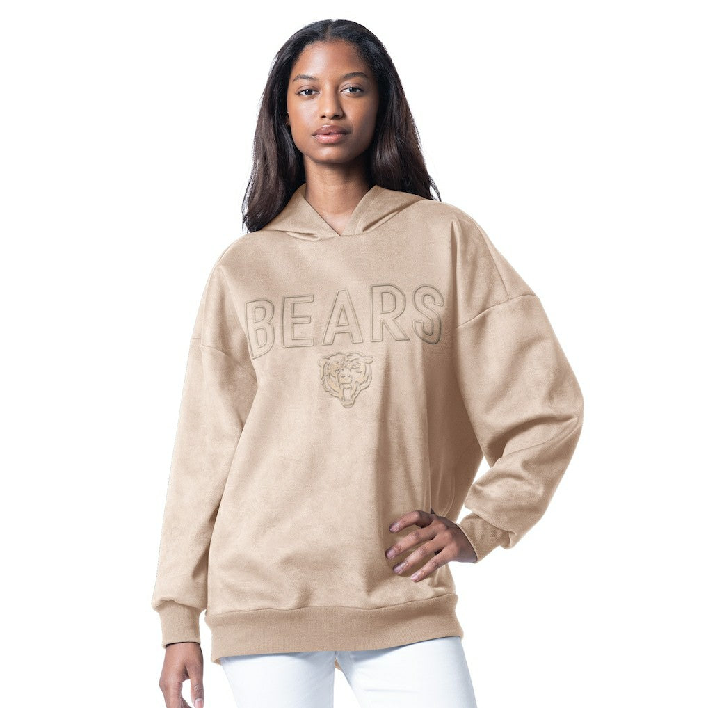 Chicago Bears G-III 4Her by Carl Banks Women's Best Hitter Oversized Tunic Pullover Hoodie Cream | NFL