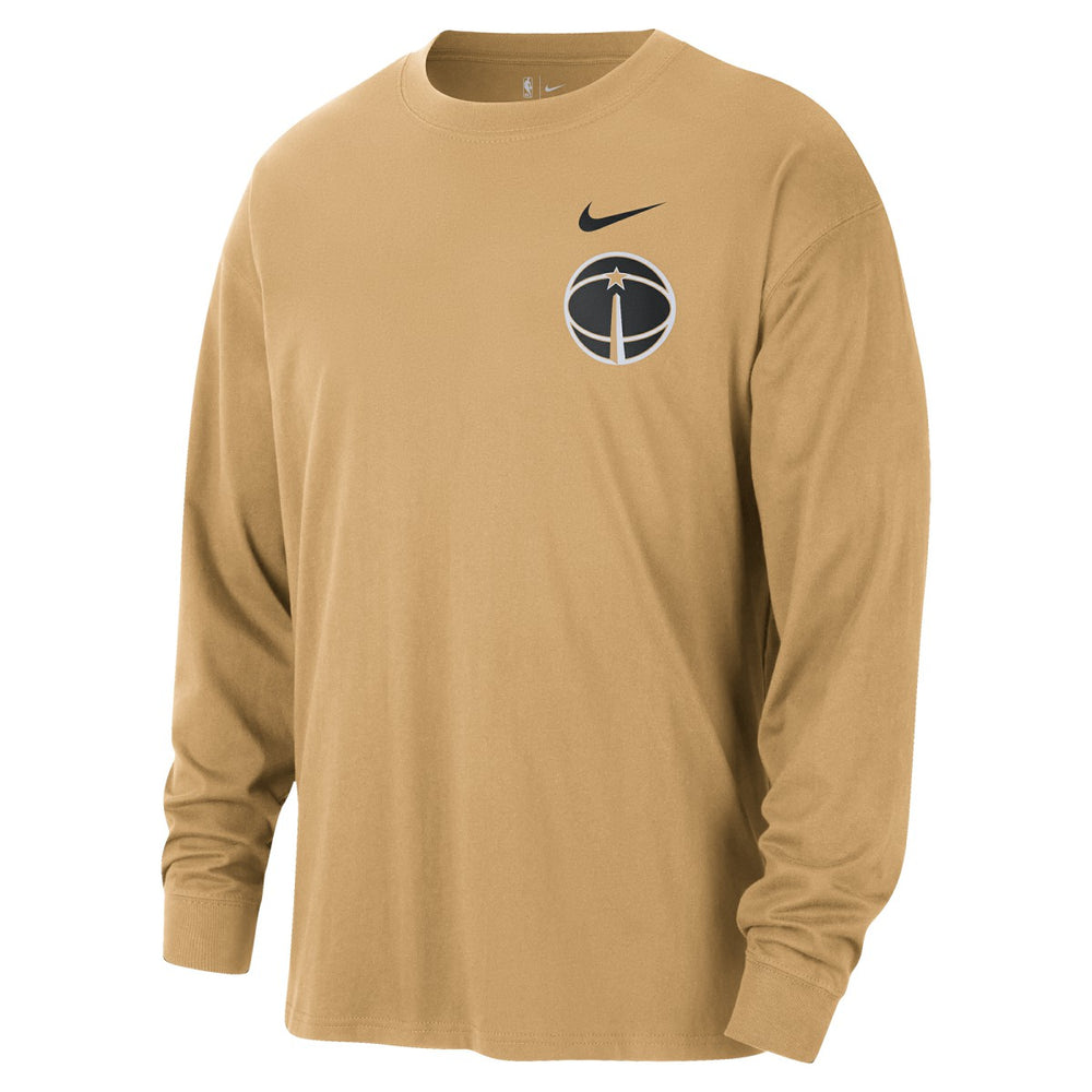 Washington Wizards 2025/26 City Edition Remix Essential Logo Long Sleeve T-Shirt Gold - NBA