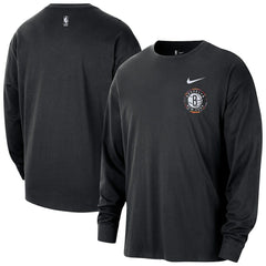 Brooklyn Nets 2025/26 City Edition Remix Essential Logo Long Sleeve T-Shirt Black - NBA