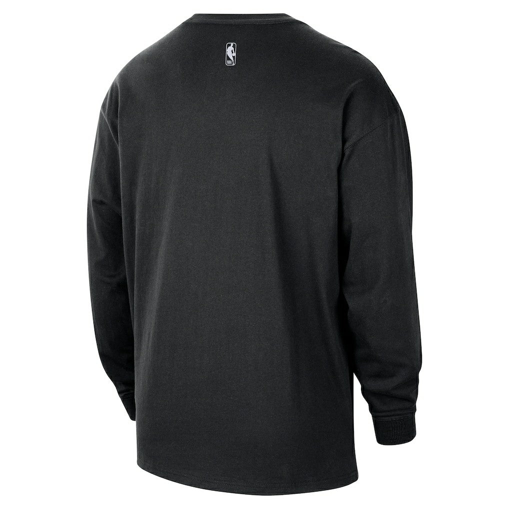 Brooklyn Nets 2025/26 City Edition Remix Essential Logo Long Sleeve T-Shirt Black - NBA