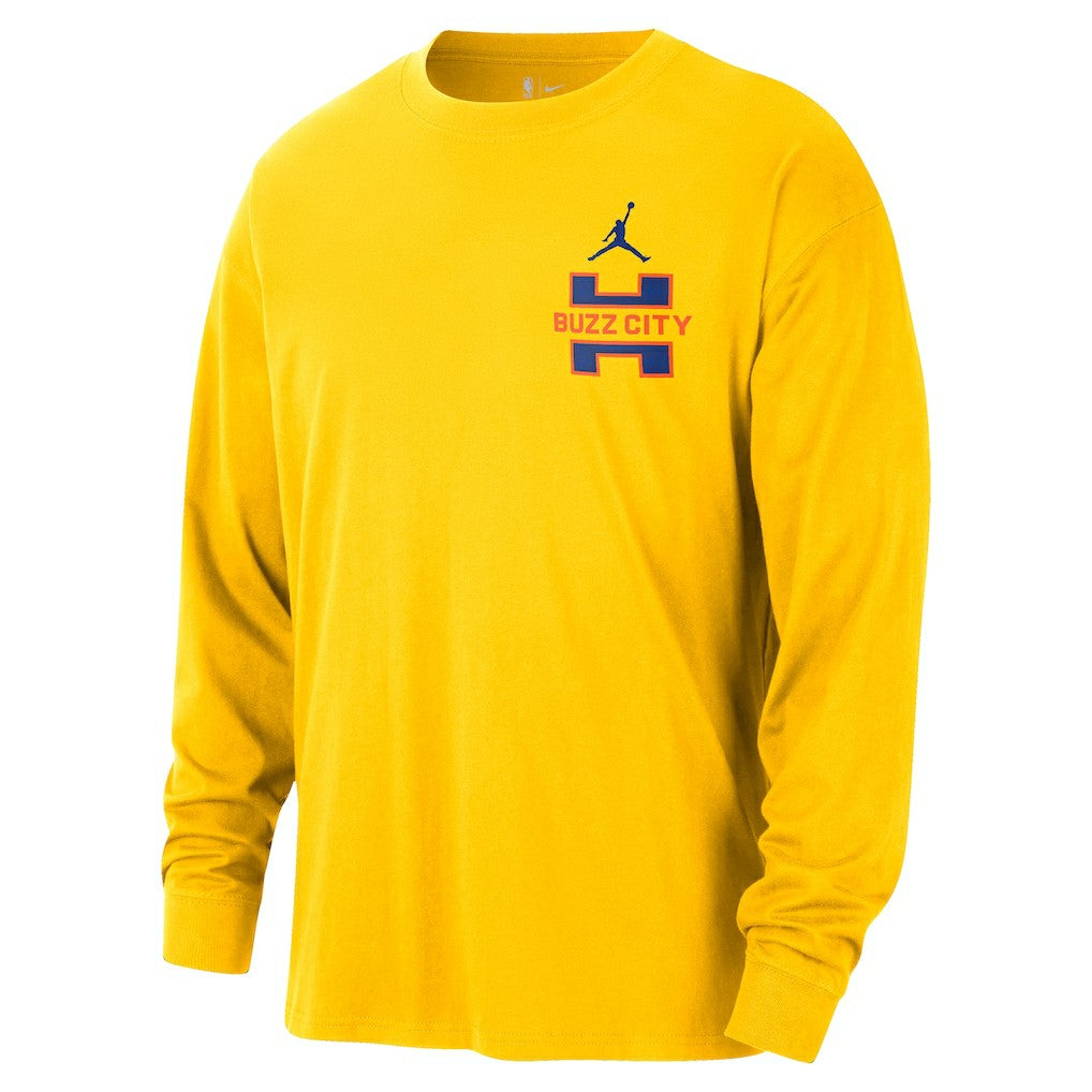 Charlotte Hornets Jordan Brand 2025/26 City Edition Remix Essential Logo Long Sleeve T-Shirt Yellow - NBA