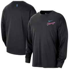 Chicago Bulls 2025/26 City Edition Remix Essential Logo Long Sleeve T-Shirt Black - NBA