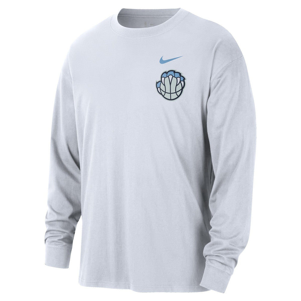 Memphis Grizzlies 2025/26 City Edition Remix Essential Logo Long Sleeve T-Shirt White - NBA
