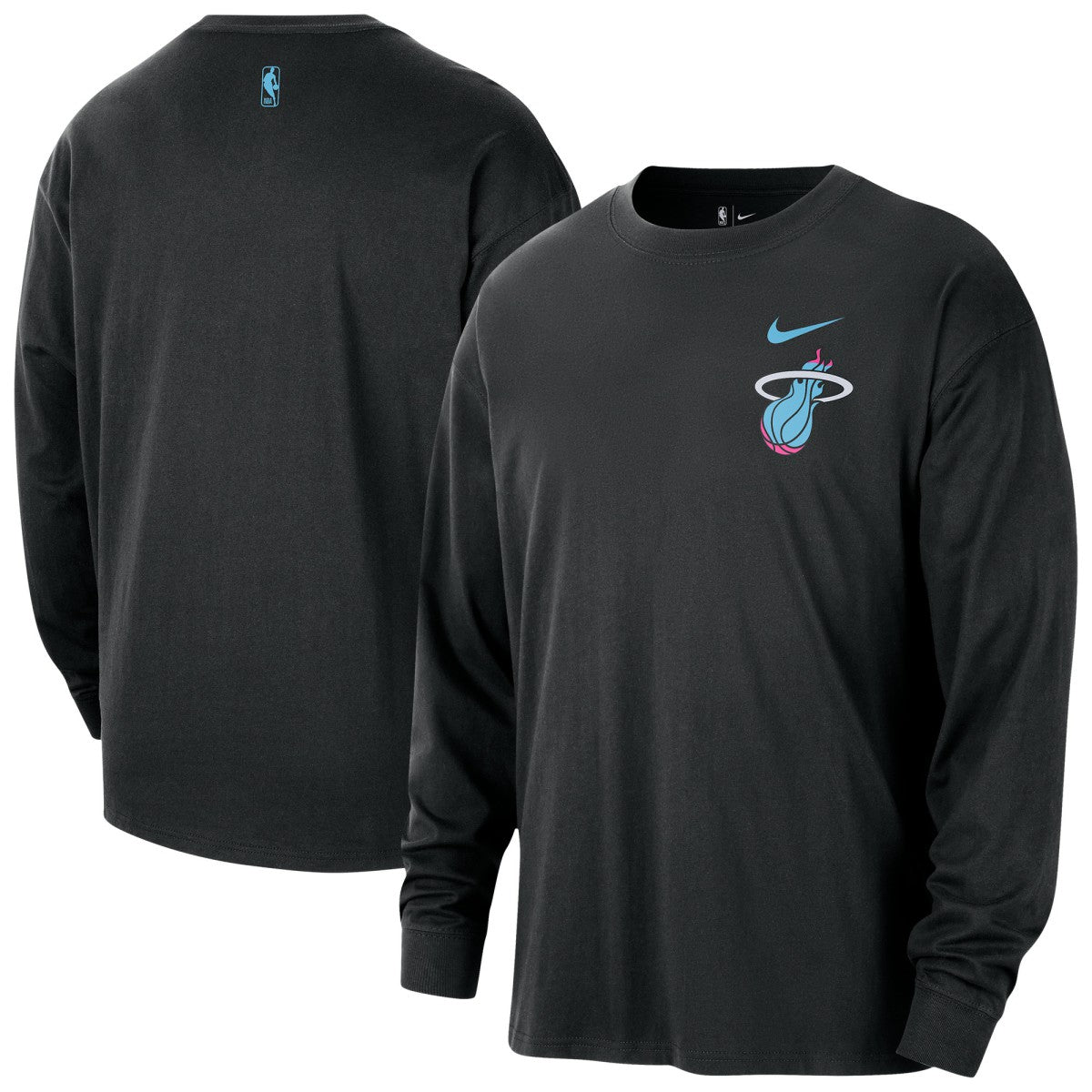 Miami Heat 2025/26 City Edition Remix Essential Logo Long Sleeve T-Shirt Black - NBA