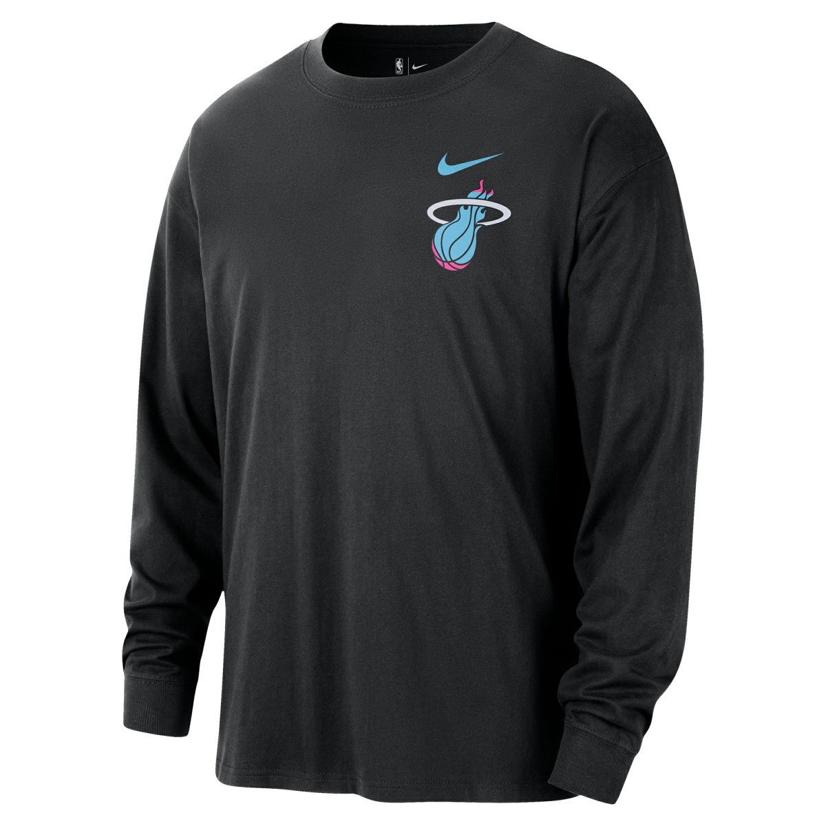 Miami Heat 2025/26 City Edition Remix Essential Logo Long Sleeve T-Shirt Black - NBA