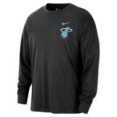 Miami Heat 2025/26 City Edition Remix Essential Logo Long Sleeve T-Shirt Black - NBA