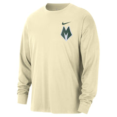 Milwaukee Bucks 2025/26 City Edition Remix Essential Logo Long Sleeve T-Shirt Cream - NBA