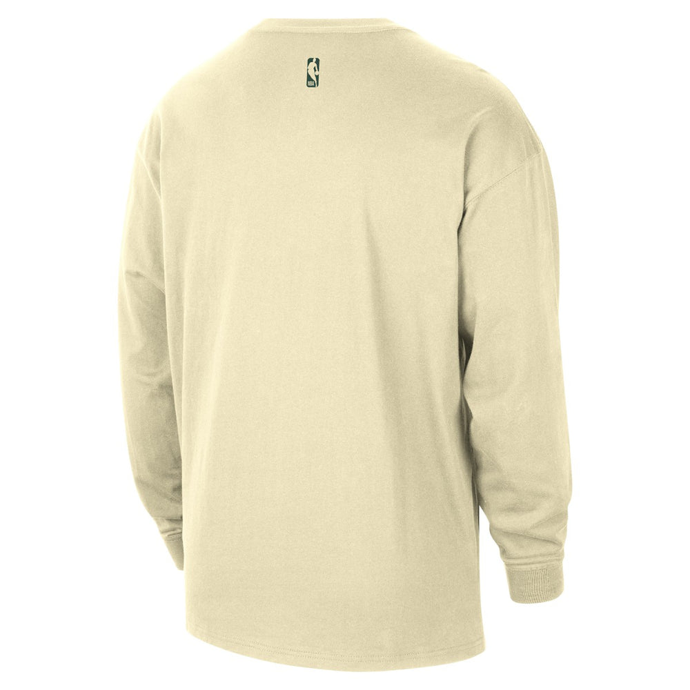 Milwaukee Bucks 2025/26 City Edition Remix Essential Logo Long Sleeve T-Shirt Cream - NBA