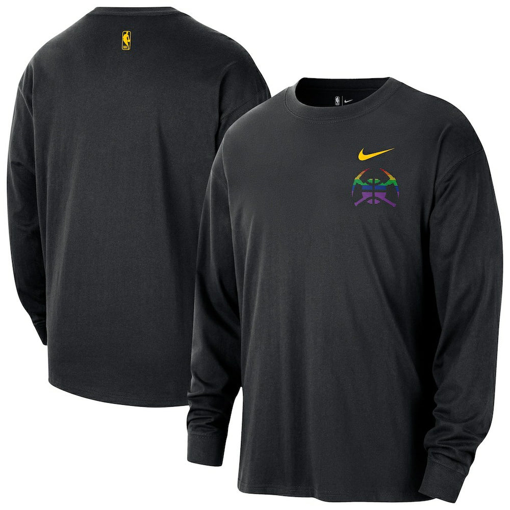 Denver Nuggets 2025/26 City Edition Remix Essential Logo Long Sleeve T-Shirt Black - NBA