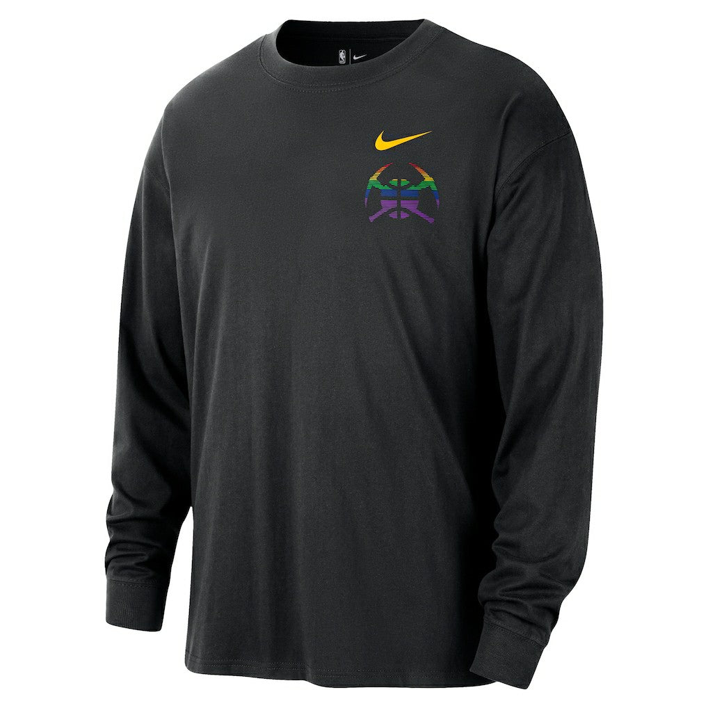 Denver Nuggets 2025/26 City Edition Remix Essential Logo Long Sleeve T-Shirt Black - NBA