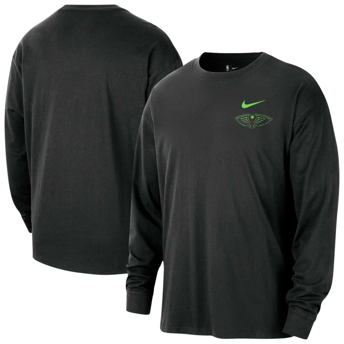 New Orleans Pelicans 2025/26 City Edition Remix Essential Logo Long Sleeve T-Shirt Black - NBA