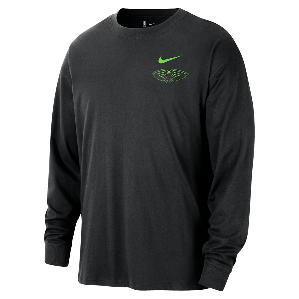 New Orleans Pelicans 2025/26 City Edition Remix Essential Logo Long Sleeve T-Shirt Black - NBA